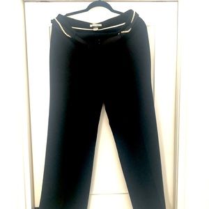 White House Black Market wide leg pants w/ pearl detailed fabric belt.